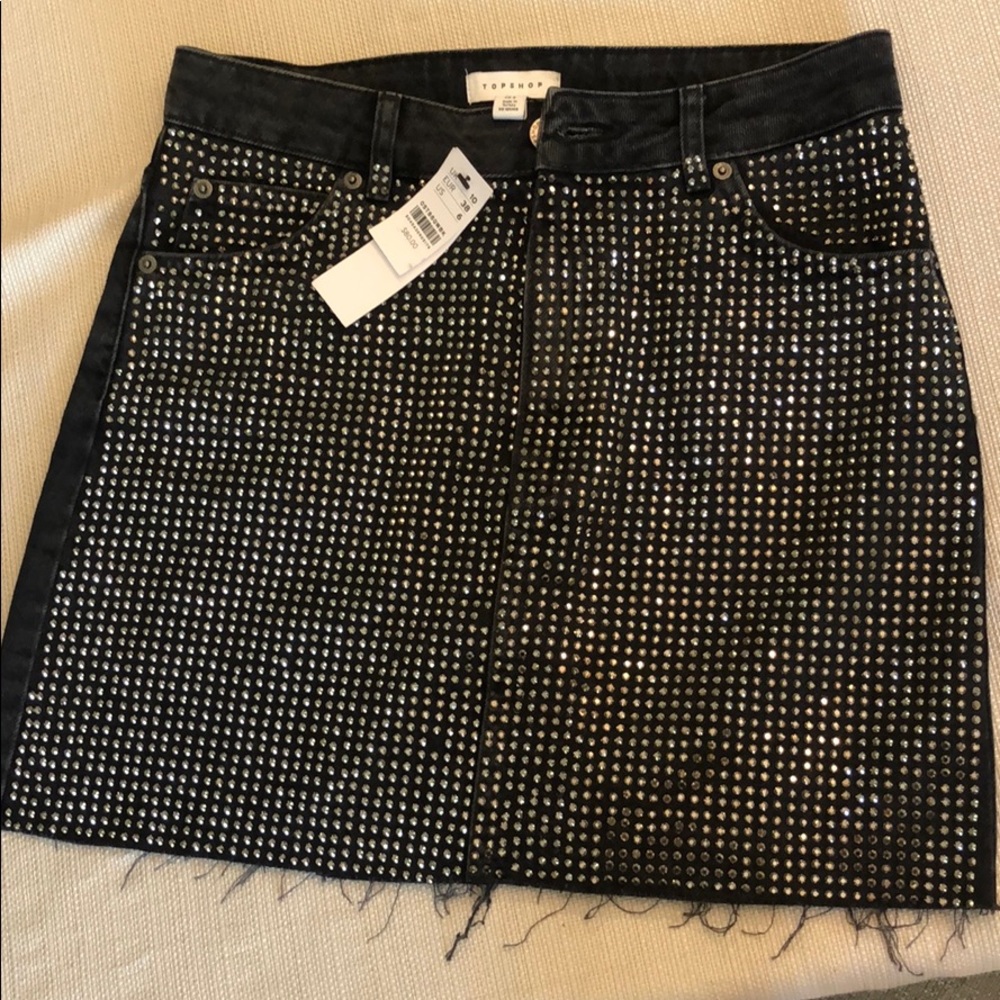 Top shop rhinestone embellished mini skirt